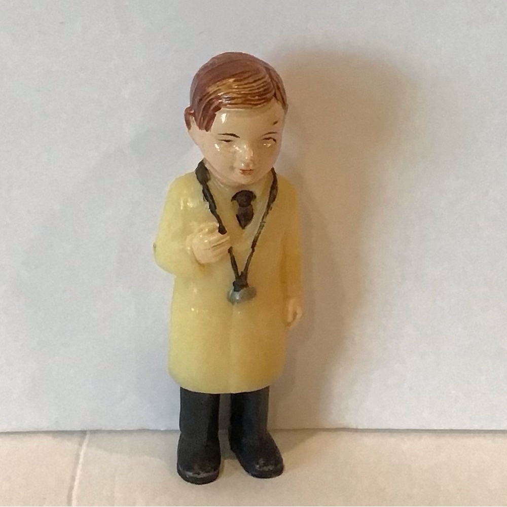 Vintage Doctor Figurine Caketopper with  Coat and Black Pants